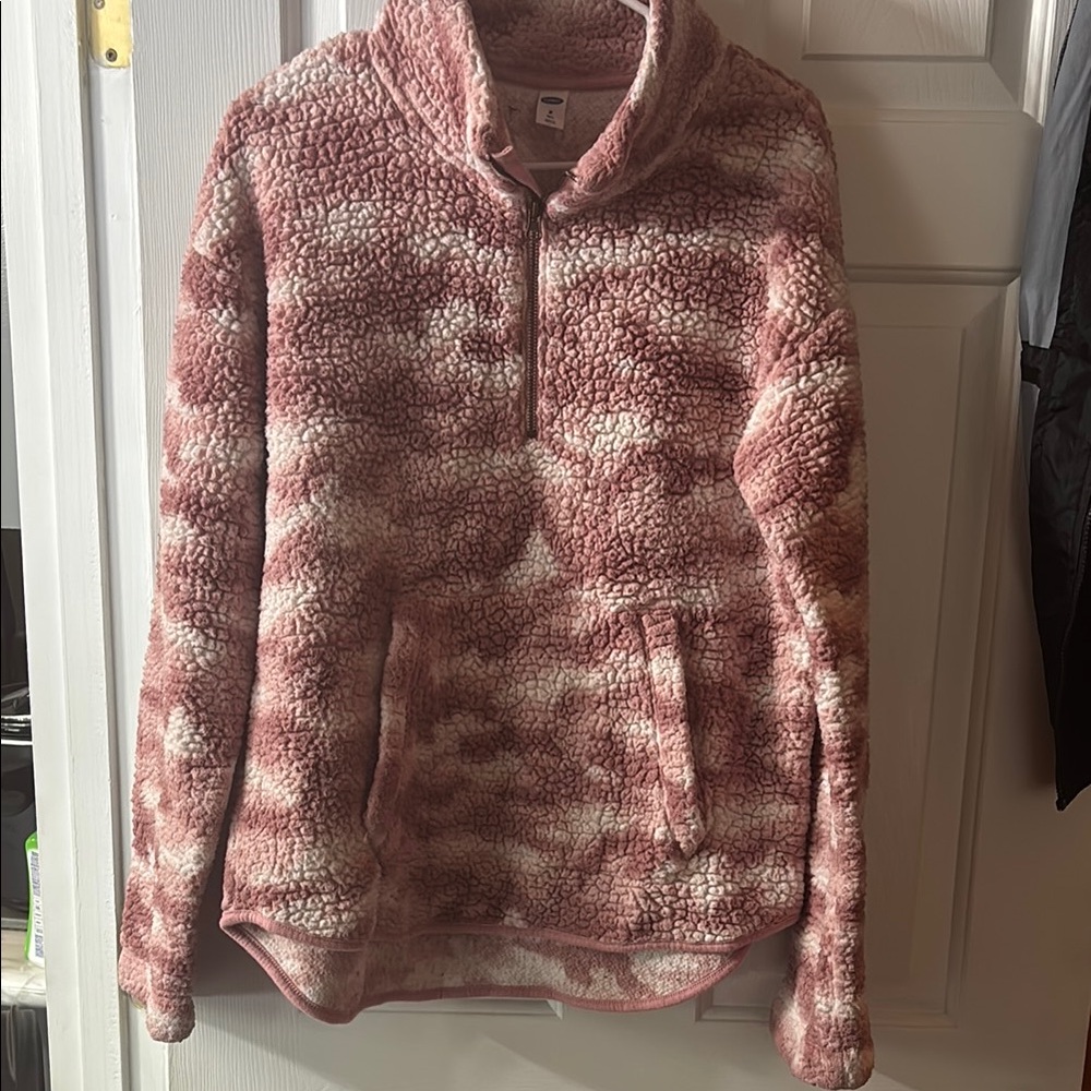 Pink and White Sherpa Pullover
